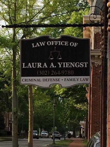 Law Office of Laura A. Yiengst sign on Dover, Delaware streetfront